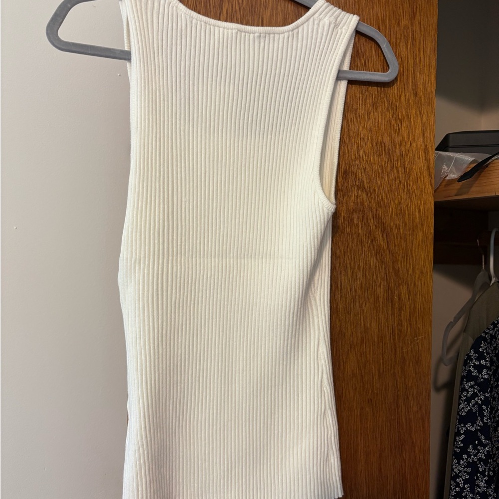 White Ribbed Tank Top - Picture 4 of 5